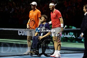 2024-11-19 - November 19, 2024, Malaga, Malaga, Spain: Rafael Nadal of Spain, returns with backhand in his match against Botic Van De Zandschulp of Netherlands during the 2024 DAVIS CUP FINALS Cordon Press Cordon Press - TEAM SPAIN VS TEAM NETHERLAND - INTERNATIONALS - TENNIS