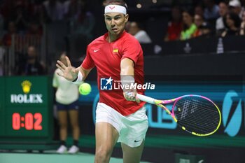 2024-11-19 - November 19, 2024, Malaga, Malaga, Spain: Rafael Nadal of Spain, returns with backhand in his match against Botic Van De Zandschulp of Netherlands during the 2024 DAVIS CUP FINALS Cordon Press Cordon Press - TEAM SPAIN VS TEAM NETHERLAND - INTERNATIONALS - TENNIS