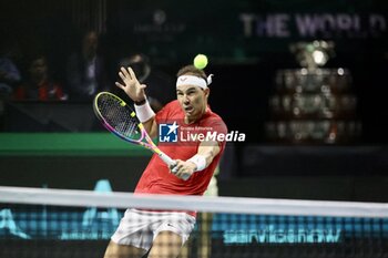 2024-11-19 - November 19, 2024, Malaga, Malaga, Spain: Rafael Nadal of Spain, returns with backhand in his match against Botic Van De Zandschulp of Netherlands during the 2024 DAVIS CUP FINALS Cordon Press Cordon Press - TEAM SPAIN VS TEAM NETHERLAND - INTERNATIONALS - TENNIS