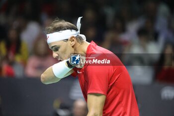 2024-11-19 - November 19, 2024, Malaga, Malaga, Spain: Rafael Nadal of Spain, returns with backhand in his match against Botic Van De Zandschulp of Netherlands during the 2024 DAVIS CUP FINALS Cordon Press Cordon Press - TEAM SPAIN VS TEAM NETHERLAND - INTERNATIONALS - TENNIS