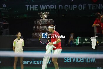 2024-11-19 - November 19, 2024, Malaga, Malaga, Spain: Rafael Nadal of Spain, returns with backhand in his match against Botic Van De Zandschulp of Netherlands during the 2024 DAVIS CUP FINALS Cordon Press Cordon Press - TEAM SPAIN VS TEAM NETHERLAND - INTERNATIONALS - TENNIS