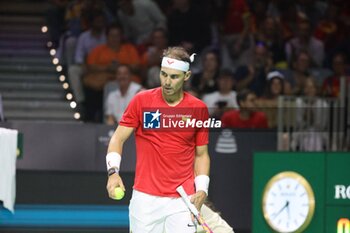 2024-11-19 - November 19, 2024, Malaga, Malaga, Spain: Rafael Nadal of Spain, returns with backhand in his match against Botic Van De Zandschulp of Netherlands during the 2024 DAVIS CUP FINALS Cordon Press Cordon Press - TEAM SPAIN VS TEAM NETHERLAND - INTERNATIONALS - TENNIS