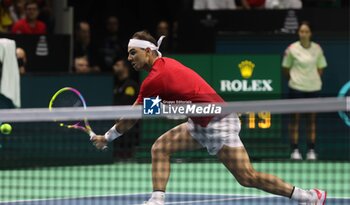 2024-11-19 - November 19, 2024, Malaga, Malaga, Spain: Rafael Nadal of Spain, returns with backhand in his match against Botic Van De Zandschulp of Netherlands during the 2024 DAVIS CUP FINALS Cordon Press Cordon Press - TEAM SPAIN VS TEAM NETHERLAND - INTERNATIONALS - TENNIS