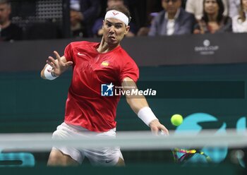 2024-11-19 - November 19, 2024, Malaga, Malaga, Spain: Rafael Nadal of Spain, returns with backhand in his match against Botic Van De Zandschulp of Netherlands during the 2024 DAVIS CUP FINALS Cordon Press Cordon Press - TEAM SPAIN VS TEAM NETHERLAND - INTERNATIONALS - TENNIS