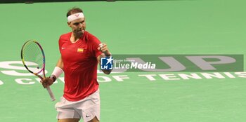 2024-11-19 - November 19, 2024, Malaga, Malaga, Spain: Rafael Nadal of Spain, returns with backhand in his match against Botic Van De Zandschulp of Netherlands during the 2024 DAVIS CUP FINALS Cordon Press Cordon Press - TEAM SPAIN VS TEAM NETHERLAND - INTERNATIONALS - TENNIS