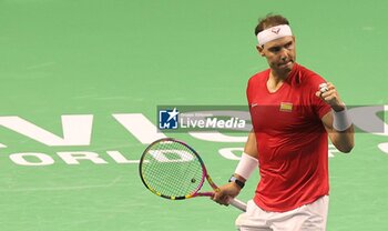 2024-11-19 - November 19, 2024, Malaga, Malaga, Spain: Rafael Nadal of Spain, returns with backhand in his match against Botic Van De Zandschulp of Netherlands during the 2024 DAVIS CUP FINALS Cordon Press Cordon Press - TEAM SPAIN VS TEAM NETHERLAND - INTERNATIONALS - TENNIS