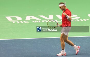 2024-11-19 - November 19, 2024, Malaga, Malaga, Spain: Rafael Nadal of Spain, returns with backhand in his match against Botic Van De Zandschulp of Netherlands during the 2024 DAVIS CUP FINALS Cordon Press Cordon Press - TEAM SPAIN VS TEAM NETHERLAND - INTERNATIONALS - TENNIS