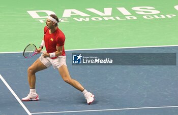 2024-11-19 - November 19, 2024, Malaga, Malaga, Spain: Rafael Nadal of Spain, returns with backhand in his match against Botic Van De Zandschulp of Netherlands during the 2024 DAVIS CUP FINALS Cordon Press Cordon Press - TEAM SPAIN VS TEAM NETHERLAND - INTERNATIONALS - TENNIS