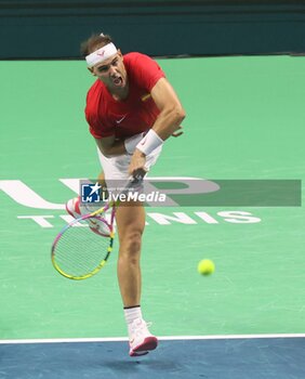 2024-11-19 - November 19, 2024, Malaga, Malaga, Spain: Rafael Nadal of Spain, returns with backhand in his match against Botic Van De Zandschulp of Netherlands during the 2024 DAVIS CUP FINALS Cordon Press Cordon Press - TEAM SPAIN VS TEAM NETHERLAND - INTERNATIONALS - TENNIS