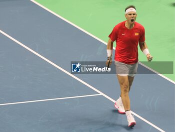 2024-11-19 - November 19, 2024, Malaga, Malaga, Spain: Rafael Nadal of Spain, returns with backhand in his match against Botic Van De Zandschulp of Netherlands during the 2024 DAVIS CUP FINALS Cordon Press Cordon Press - TEAM SPAIN VS TEAM NETHERLAND - INTERNATIONALS - TENNIS