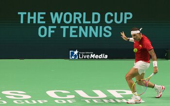 2024-11-19 - November 19, 2024, Malaga, Malaga, Spain: Rafael Nadal of Spain, returns with backhand in his match against Botic Van De Zandschulp of Netherlands during the 2024 DAVIS CUP FINALS Cordon Press Cordon Press - TEAM SPAIN VS TEAM NETHERLAND - INTERNATIONALS - TENNIS