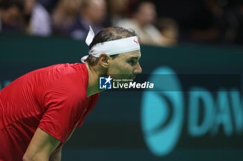 2024-11-19 - November 19, 2024, Malaga, Malaga, Spain: Rafael Nadal of Spain, returns with backhand in his match against Botic Van De Zandschulp of Netherlands during the 2024 DAVIS CUP FINALS Cordon Press Cordon Press - TEAM SPAIN VS TEAM NETHERLAND - INTERNATIONALS - TENNIS