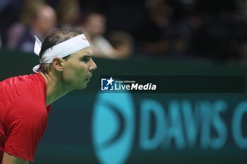 2024-11-19 - November 19, 2024, Malaga, Malaga, Spain: Rafael Nadal of Spain, returns with backhand in his match against Botic Van De Zandschulp of Netherlands during the 2024 DAVIS CUP FINALS Cordon Press Cordon Press - TEAM SPAIN VS TEAM NETHERLAND - INTERNATIONALS - TENNIS