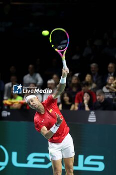 2024-11-19 - November 19, 2024, Malaga, Malaga, Spain: Rafael Nadal of Spain, returns with backhand in his match against Botic Van De Zandschulp of Netherlands during the 2024 DAVIS CUP FINALS Cordon Press Cordon Press - TEAM SPAIN VS TEAM NETHERLAND - INTERNATIONALS - TENNIS