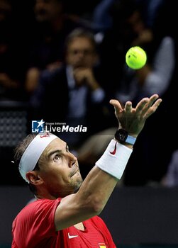 2024-11-19 - November 19, 2024, Malaga, Malaga, Spain: Rafael Nadal of Spain, returns with backhand in his match against Botic Van De Zandschulp of Netherlands during the 2024 DAVIS CUP FINALS Cordon Press Cordon Press - TEAM SPAIN VS TEAM NETHERLAND - INTERNATIONALS - TENNIS