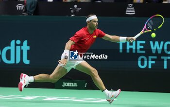 2024-11-19 - November 19, 2024, Malaga, Malaga, Spain: Rafael Nadal of Spain, returns with backhand in his match against Botic Van De Zandschulp of Netherlands during the 2024 DAVIS CUP FINALS Cordon Press Cordon Press - TEAM SPAIN VS TEAM NETHERLAND - INTERNATIONALS - TENNIS