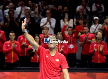 2024-11-19 - November 19, 2024, Malaga, Malaga, Spain: Rafael Nadal of Spain, returns with backhand in his match against Botic Van De Zandschulp of Netherlands during the 2024 DAVIS CUP FINALS Cordon Press Cordon Press - TEAM SPAIN VS TEAM NETHERLAND - INTERNATIONALS - TENNIS