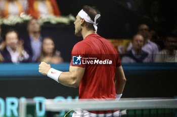 2024-11-19 - November 19, 2024, Malaga, Malaga, Spain: Rafael Nadal of Spain, returns with backhand in his match against Botic Van De Zandschulp of Netherlands during the 2024 DAVIS CUP FINALS Cordon Press Cordon Press - TEAM SPAIN VS TEAM NETHERLAND - INTERNATIONALS - TENNIS