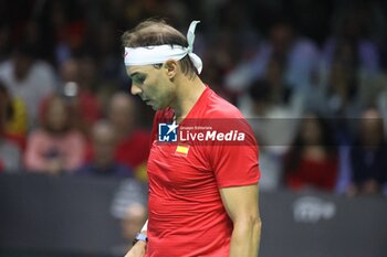 2024-11-19 - November 19, 2024, Malaga, Malaga, Spain: Rafael Nadal of Spain, returns with backhand in his match against Botic Van De Zandschulp of Netherlands during the 2024 DAVIS CUP FINALS Cordon Press Cordon Press - TEAM SPAIN VS TEAM NETHERLAND - INTERNATIONALS - TENNIS