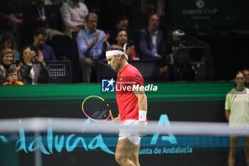 2024-11-19 - November 19, 2024, Malaga, Malaga, Spain: Rafael Nadal of Spain, returns with backhand in his match against Botic Van De Zandschulp of Netherlands during the 2024 DAVIS CUP FINALS Cordon Press Cordon Press - TEAM SPAIN VS TEAM NETHERLAND - INTERNATIONALS - TENNIS