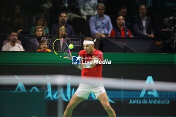 2024-11-19 - November 19, 2024, Malaga, Malaga, Spain: Rafael Nadal of Spain, returns with backhand in his match against Botic Van De Zandschulp of Netherlands during the 2024 DAVIS CUP FINALS Cordon Press Cordon Press - TEAM SPAIN VS TEAM NETHERLAND - INTERNATIONALS - TENNIS