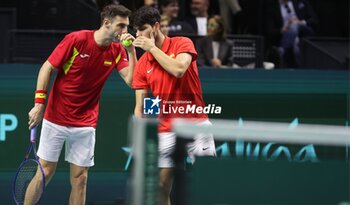 2024-11-19 - November 19, 2024 (malaga) Double farewell for Spain in the Davis Cup: the pair formed by Carlos Alcaraz and Marcel Granollers fell in doubles against Wesley Koolhof and Botic Van de Zandschulp (7-(4)6/7-(3)6) and the Spanish team says goodbye to the tournament, What the final farewell of Rafa Nadal to tennis. Cordon Press - TEAM SPAIN VS TEAM NETHERLAND - INTERNATIONALS - TENNIS