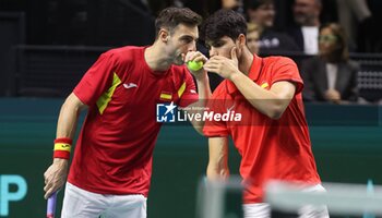 2024-11-19 - November 19, 2024 (malaga) Double farewell for Spain in the Davis Cup: the pair formed by Carlos Alcaraz and Marcel Granollers fell in doubles against Wesley Koolhof and Botic Van de Zandschulp (7-(4)6/7-(3)6) and the Spanish team says goodbye to the tournament, What the final farewell of Rafa Nadal to tennis. Cordon Press - TEAM SPAIN VS TEAM NETHERLAND - INTERNATIONALS - TENNIS