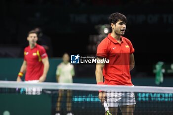 2024-11-19 - November 19, 2024 (malaga) Double farewell for Spain in the Davis Cup: the pair formed by Carlos Alcaraz and Marcel Granollers fell in doubles against Wesley Koolhof and Botic Van de Zandschulp (7-(4)6/7-(3)6) and the Spanish team says goodbye to the tournament, What the final farewell of Rafa Nadal to tennis. Cordon Press - TEAM SPAIN VS TEAM NETHERLAND - INTERNATIONALS - TENNIS