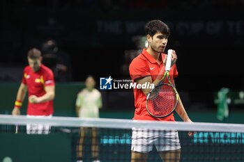 2024-11-19 - November 19, 2024 (malaga) Double farewell for Spain in the Davis Cup: the pair formed by Carlos Alcaraz and Marcel Granollers fell in doubles against Wesley Koolhof and Botic Van de Zandschulp (7-(4)6/7-(3)6) and the Spanish team says goodbye to the tournament, What the final farewell of Rafa Nadal to tennis. Cordon Press - TEAM SPAIN VS TEAM NETHERLAND - INTERNATIONALS - TENNIS