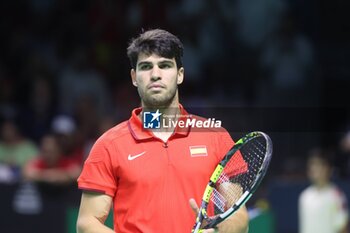 2024-11-19 - November 19, 2024 (malaga) Double farewell for Spain in the Davis Cup: the pair formed by Carlos Alcaraz and Marcel Granollers fell in doubles against Wesley Koolhof and Botic Van de Zandschulp (7-(4)6/7-(3)6) and the Spanish team says goodbye to the tournament, What the final farewell of Rafa Nadal to tennis. Cordon Press - TEAM SPAIN VS TEAM NETHERLAND - INTERNATIONALS - TENNIS