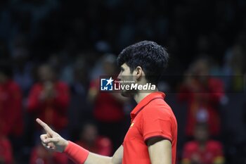 2024-11-19 - November 19, 2024 (malaga) Double farewell for Spain in the Davis Cup: the pair formed by Carlos Alcaraz and Marcel Granollers fell in doubles against Wesley Koolhof and Botic Van de Zandschulp (7-(4)6/7-(3)6) and the Spanish team says goodbye to the tournament, What the final farewell of Rafa Nadal to tennis. Cordon Press - TEAM SPAIN VS TEAM NETHERLAND - INTERNATIONALS - TENNIS