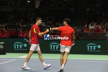 2024-11-19 - November 19, 2024 (malaga) Double farewell for Spain in the Davis Cup: the pair formed by Carlos Alcaraz and Marcel Granollers fell in doubles against Wesley Koolhof and Botic Van de Zandschulp (7-(4)6/7-(3)6) and the Spanish team says goodbye to the tournament, What the final farewell of Rafa Nadal to tennis. Cordon Press - TEAM SPAIN VS TEAM NETHERLAND - INTERNATIONALS - TENNIS