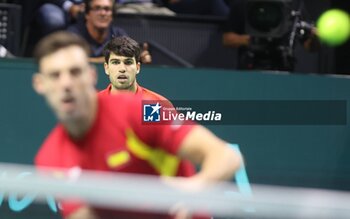 2024-11-19 - November 19, 2024 (malaga) Double farewell for Spain in the Davis Cup: the pair formed by Carlos Alcaraz and Marcel Granollers fell in doubles against Wesley Koolhof and Botic Van de Zandschulp (7-(4)6/7-(3)6) and the Spanish team says goodbye to the tournament, What the final farewell of Rafa Nadal to tennis. Cordon Press - TEAM SPAIN VS TEAM NETHERLAND - INTERNATIONALS - TENNIS