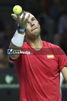 2024-11-19 - Rafael Nadal of Spain during the 2024 Davis Cup Finals quarter-final tennis tie between Netherlands and Spain at Palacio de Deportes Jose Maria Martin Carpena on 19 November 2024 in Malaga, Spain - TENNIS - DAVIS CUP 2024 - 1/4 - NETHERLANDS V SPAIN - INTERNATIONALS - TENNIS