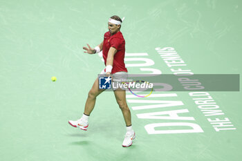 2024-11-19 - Rafael Nadal of Spain during the 2024 Davis Cup Finals quarter-final tennis tie between Netherlands and Spain at Palacio de Deportes Jose Maria Martin Carpena on 19 November 2024 in Malaga, Spain - TENNIS - DAVIS CUP 2024 - 1/4 - NETHERLANDS V SPAIN - INTERNATIONALS - TENNIS