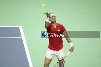 2024-11-19 - Rafael Nadal of Spain during the 2024 Davis Cup Finals quarter-final tennis tie between Netherlands and Spain at Palacio de Deportes Jose Maria Martin Carpena on 19 November 2024 in Malaga, Spain - TENNIS - DAVIS CUP 2024 - 1/4 - NETHERLANDS V SPAIN - INTERNATIONALS - TENNIS