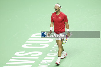 2024-11-19 - Rafael Nadal of Spain during the 2024 Davis Cup Finals quarter-final tennis tie between Netherlands and Spain at Palacio de Deportes Jose Maria Martin Carpena on 19 November 2024 in Malaga, Spain - TENNIS - DAVIS CUP 2024 - 1/4 - NETHERLANDS V SPAIN - INTERNATIONALS - TENNIS