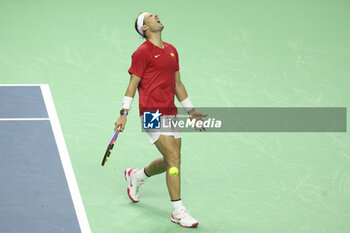 2024-11-19 - Rafael Nadal of Spain during the 2024 Davis Cup Finals quarter-final tennis tie between Netherlands and Spain at Palacio de Deportes Jose Maria Martin Carpena on 19 November 2024 in Malaga, Spain - TENNIS - DAVIS CUP 2024 - 1/4 - NETHERLANDS V SPAIN - INTERNATIONALS - TENNIS