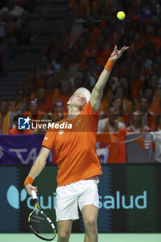 2024-11-19 - Botic Van De Zandschulp of Netherlands during the 2024 Davis Cup Finals quarter-final tennis tie between Netherlands and Spain at Palacio de Deportes Jose Maria Martin Carpena on 19 November 2024 in Malaga, Spain - TENNIS - DAVIS CUP 2024 - 1/4 - NETHERLANDS V SPAIN - INTERNATIONALS - TENNIS