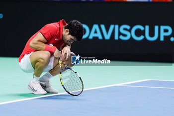 2024-11-19 - Carlos Alcaraz of Spain plays doubles during the Davis Cup 2024, quarter-final tennis event between Netherlands and Spain on 19 November 2024 in Malaga, Spain - TENNIS - DAVIS CUP 2024 - 1/4 - NETHERLANDS V SPAIN - INTERNATIONALS - TENNIS