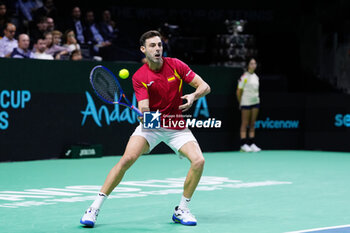 2024-11-19 - Marcel Granollers of Spain plays doubles during the Davis Cup 2024, quarter-final tennis event between Netherlands and Spain on 19 November 2024 in Malaga, Spain - TENNIS - DAVIS CUP 2024 - 1/4 - NETHERLANDS V SPAIN - INTERNATIONALS - TENNIS