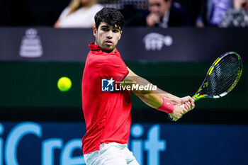 2024-11-19 - Carlos Alcaraz of Spain in action against Tallon Griekspoor of Netherlands during the Davis Cup 2024, quarter-final tennis event between Netherlands and Spain on 19 November 2024 in Malaga, Spain - TENNIS - DAVIS CUP 2024 - 1/4 - NETHERLANDS V SPAIN - INTERNATIONALS - TENNIS