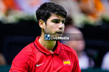 2024-11-19 - Carlos Alcaraz of Spain in action against Tallon Griekspoor of Netherlands during the Davis Cup 2024, quarter-final tennis event between Netherlands and Spain on 19 November 2024 in Malaga, Spain - TENNIS - DAVIS CUP 2024 - 1/4 - NETHERLANDS V SPAIN - INTERNATIONALS - TENNIS