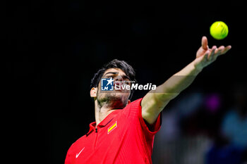 2024-11-19 - Carlos Alcaraz of Spain in action against Tallon Griekspoor of Netherlands during the Davis Cup 2024, quarter-final tennis event between Netherlands and Spain on 19 November 2024 in Malaga, Spain - TENNIS - DAVIS CUP 2024 - 1/4 - NETHERLANDS V SPAIN - INTERNATIONALS - TENNIS