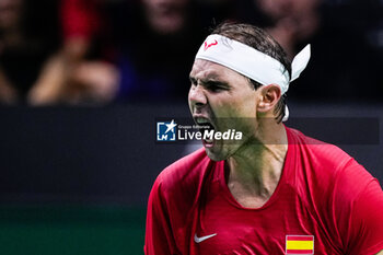 2024-11-19 - Rafael Nadal of Spain celebrates a point against Botic van de Zandschulp of Netherlands during the Davis Cup 2024, quarter-final tennis event between Netherlands and Spain on 19 November 2024 in Malaga, Spain - TENNIS - DAVIS CUP 2024 - 1/4 - NETHERLANDS V SPAIN - INTERNATIONALS - TENNIS