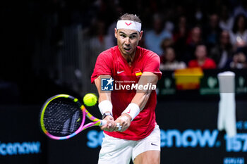 2024-11-19 - Rafael Nadal of Spain in action against Botic van de Zandschulp of Netherlands during the Davis Cup 2024, quarter-final tennis event between Netherlands and Spain on 19 November 2024 in Malaga, Spain - TENNIS - DAVIS CUP 2024 - 1/4 - NETHERLANDS V SPAIN - INTERNATIONALS - TENNIS