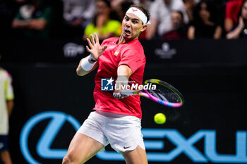 2024-11-19 - Rafael Nadal of Spain in action against Botic van de Zandschulp of Netherlands during the Davis Cup 2024, quarter-final tennis event between Netherlands and Spain on 19 November 2024 in Malaga, Spain - TENNIS - DAVIS CUP 2024 - 1/4 - NETHERLANDS V SPAIN - INTERNATIONALS - TENNIS