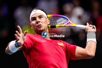 2024-11-19 - Rafael Nadal of Spain in action against Botic van de Zandschulp of Netherlands during the Davis Cup 2024, quarter-final tennis event between Netherlands and Spain on 19 November 2024 in Malaga, Spain - TENNIS - DAVIS CUP 2024 - 1/4 - NETHERLANDS V SPAIN - INTERNATIONALS - TENNIS