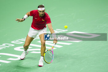 2024-11-19 - Rafael Nadal of Spain in action against Botic Van de Zandschulp of The Netherlands during the Davis Cup 2024, quarter-final tennis event between Netherlands and Spain on 19 November 2024 in Malaga, Spain - TENNIS - DAVIS CUP 2024 - 1/4 - NETHERLANDS V SPAIN - INTERNATIONALS - TENNIS