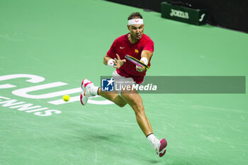 2024-11-19 - Rafael Nadal of Spain in action against Botic Van de Zandschulp of The Netherlands during the Davis Cup 2024, quarter-final tennis event between Netherlands and Spain on 19 November 2024 in Malaga, Spain - TENNIS - DAVIS CUP 2024 - 1/4 - NETHERLANDS V SPAIN - INTERNATIONALS - TENNIS